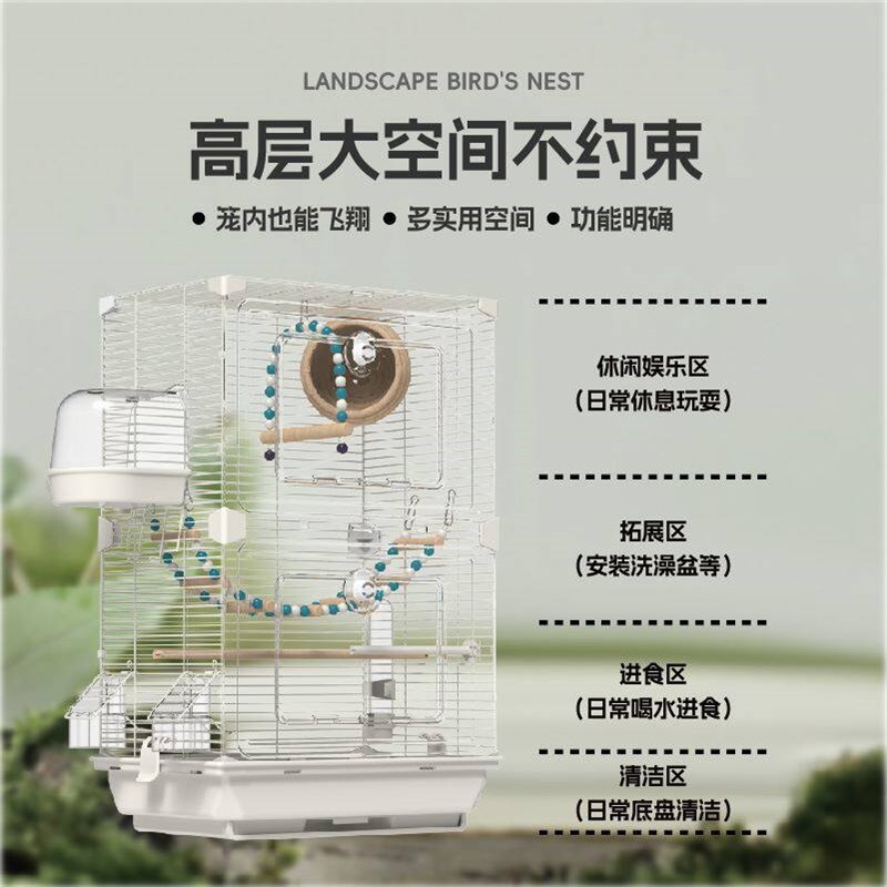 亚克力鸟笼虎皮鹦鹉鸟笼玄凤牡丹文鸟绣眼大号别墅鸟笼子观赏笼子图片
