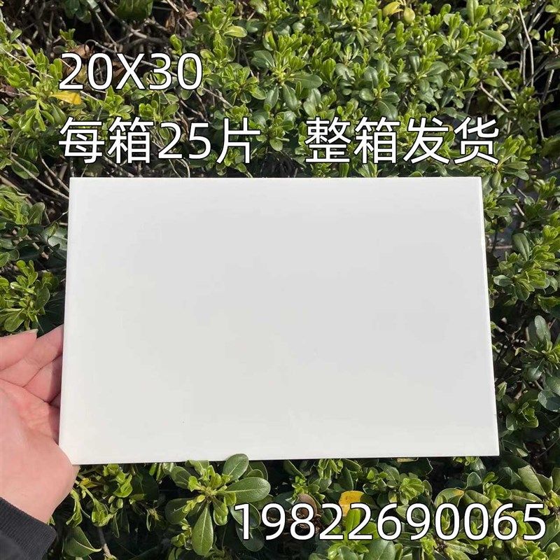 纯白色20X30壁砖25X33瓷砖30X45白砖厨房化妆室阳台学校修补壁砖