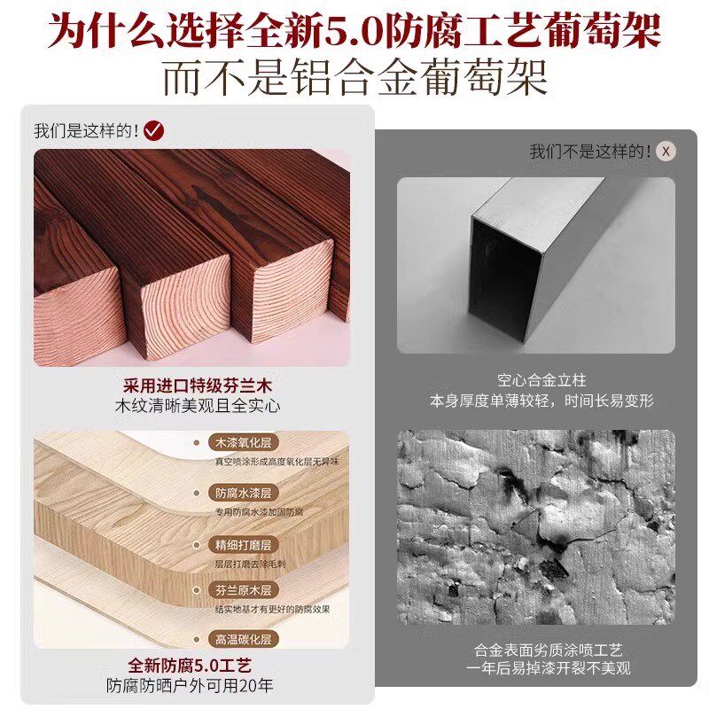 户外庭院防腐木凉亭屋顶花园室外院子葡萄架爬藤架花架亭子遮阳棚