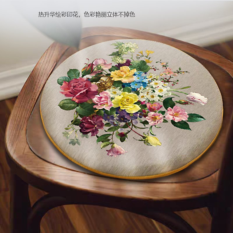 包邮欧美法式轻奢多色圆凳餐椅薄夹棉坐垫藤椅垫折叠沙发垫洗定制