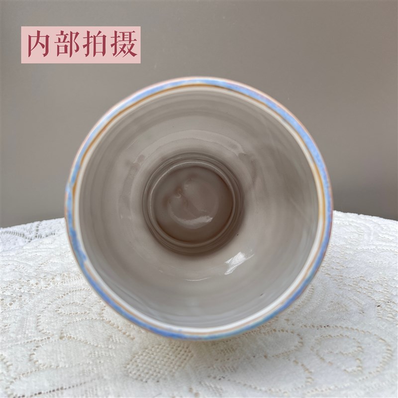 出口陶瓷植物家居装饰花盆陶瓷杯型窑变高脚多肉蝴蝶兰小绿植花盆