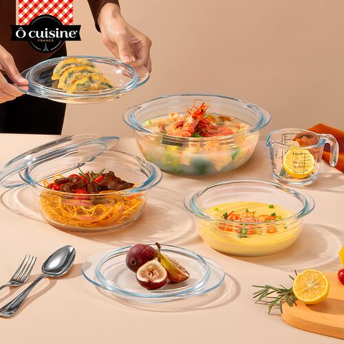 Ocuisine玻璃碗微波炉专用加热碗器皿耐热玻璃烤盘烤箱蒸蛋碗带盖