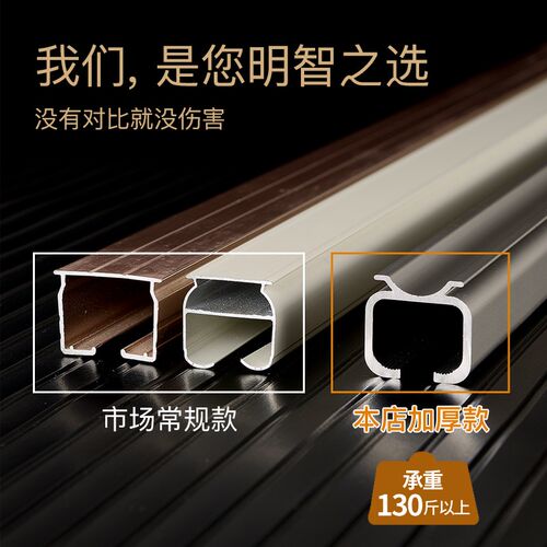 新款静音滑轮加厚铝合金窗帘轨道顶装滑轨直轨单轨双轨导轨窗帘杆