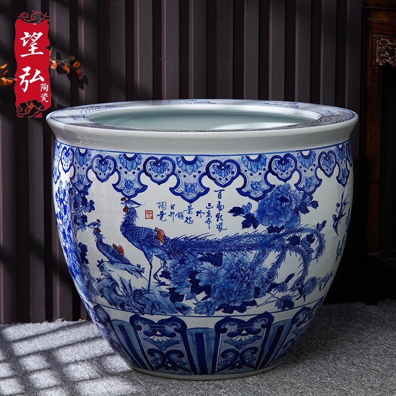 陶瓷大号缸特大号庭院荷花缸古法养鱼缸镇宅风水缸青花瓷缸画缸