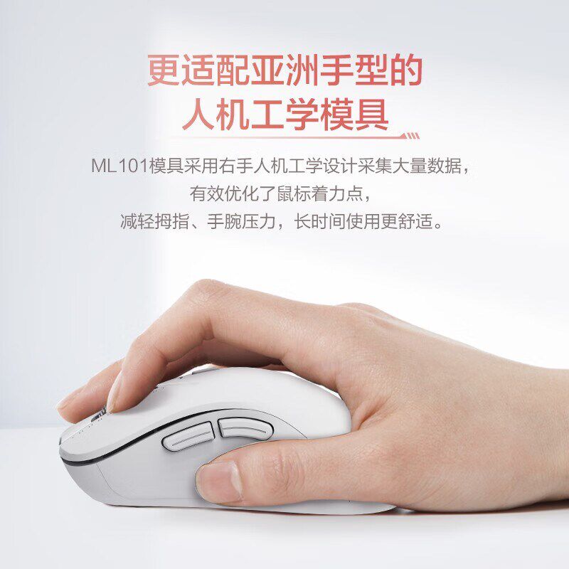雷神ML101无线鼠标办公鼠标商务静音轻便2.4G小巧女生粉色白色