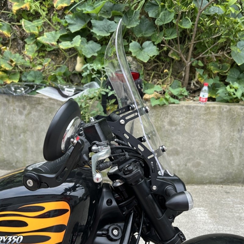适用钱江闪350前挡风玻璃 SRV350摩托车改装前风挡护板防风挡水板