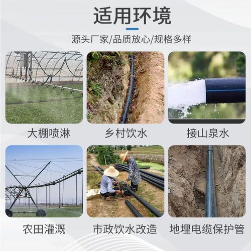 pe管全新料水管自来水管4分2025 32黑塑料水管子饮用水管热熔硬管