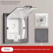 隐形内置10g网络插座隐藏嵌入式 Cat6A类6E屏蔽网线插座面板