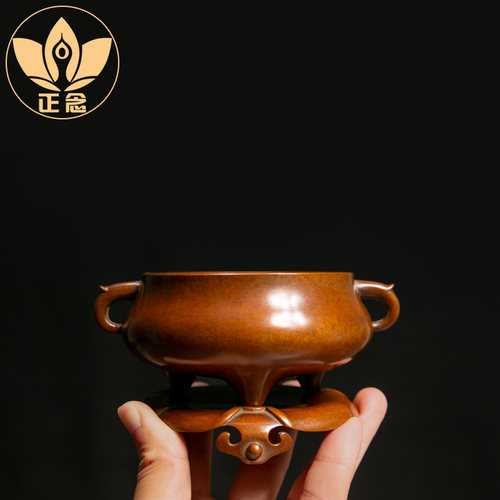 庆松堂苏工铜炉名家胡庆松制三足草龙耳炉纯铜仿古室内熏香炉