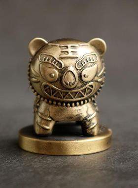 创意复古可爱纯铜黄铜老虎摆件可爱虎年生肖礼品家居装饰品礼品