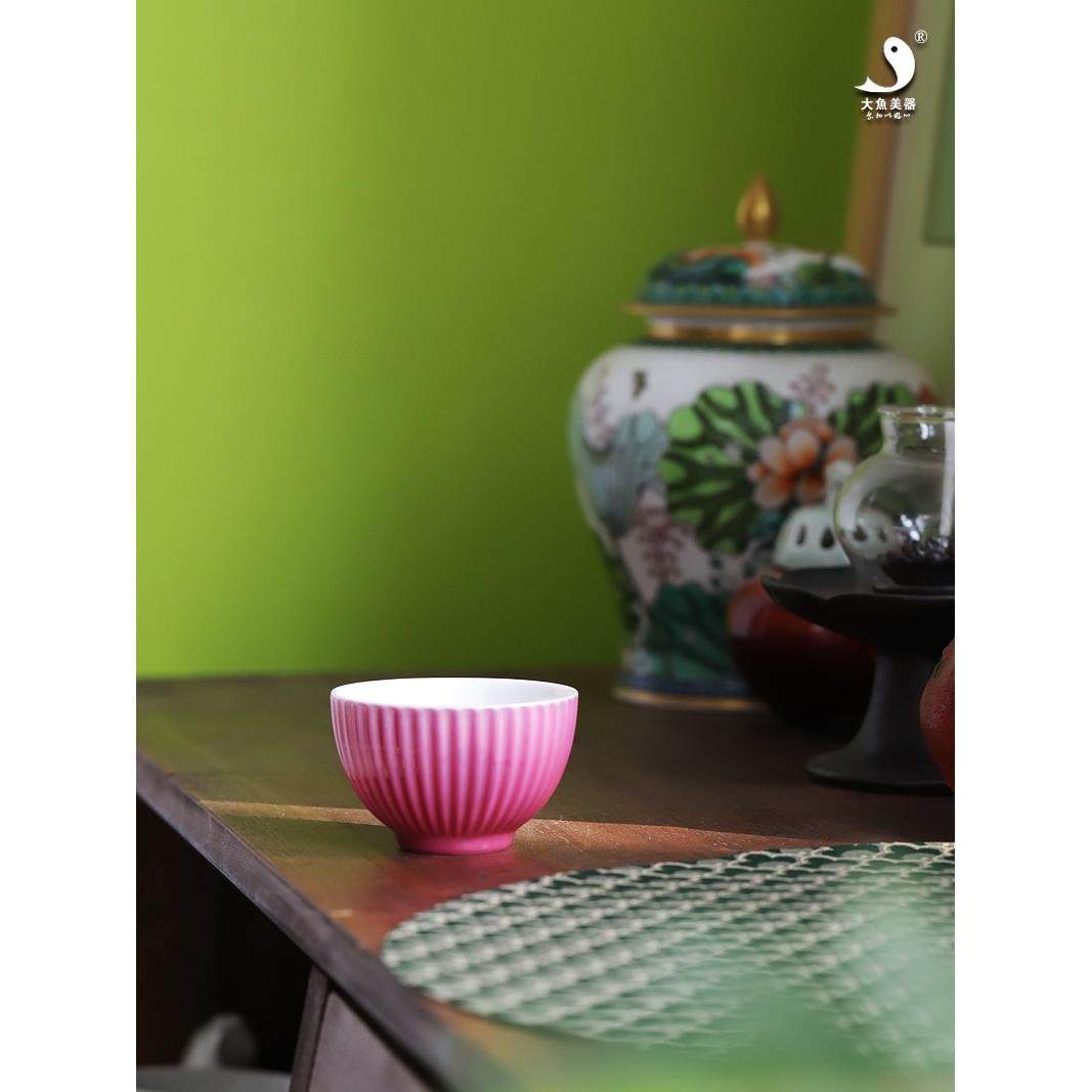 大鱼美胭脂红梯度菊杯陶瓷大师杯景德镇手工茶杯单杯女式杯,餐饮具,茶杯,淘宝优惠券,粉丝福利购,淘宝优惠卷