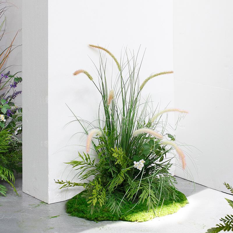 仿真植物猫尾巴草丛芦苇造景展厅布置假绿植装饰餐厅酒店橱窗插花