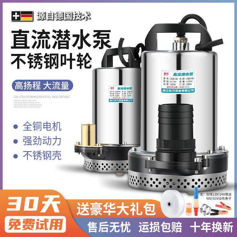 高扬程直流潜水泵12V24V48V60V72家用水井电瓶车电动汽车水泵