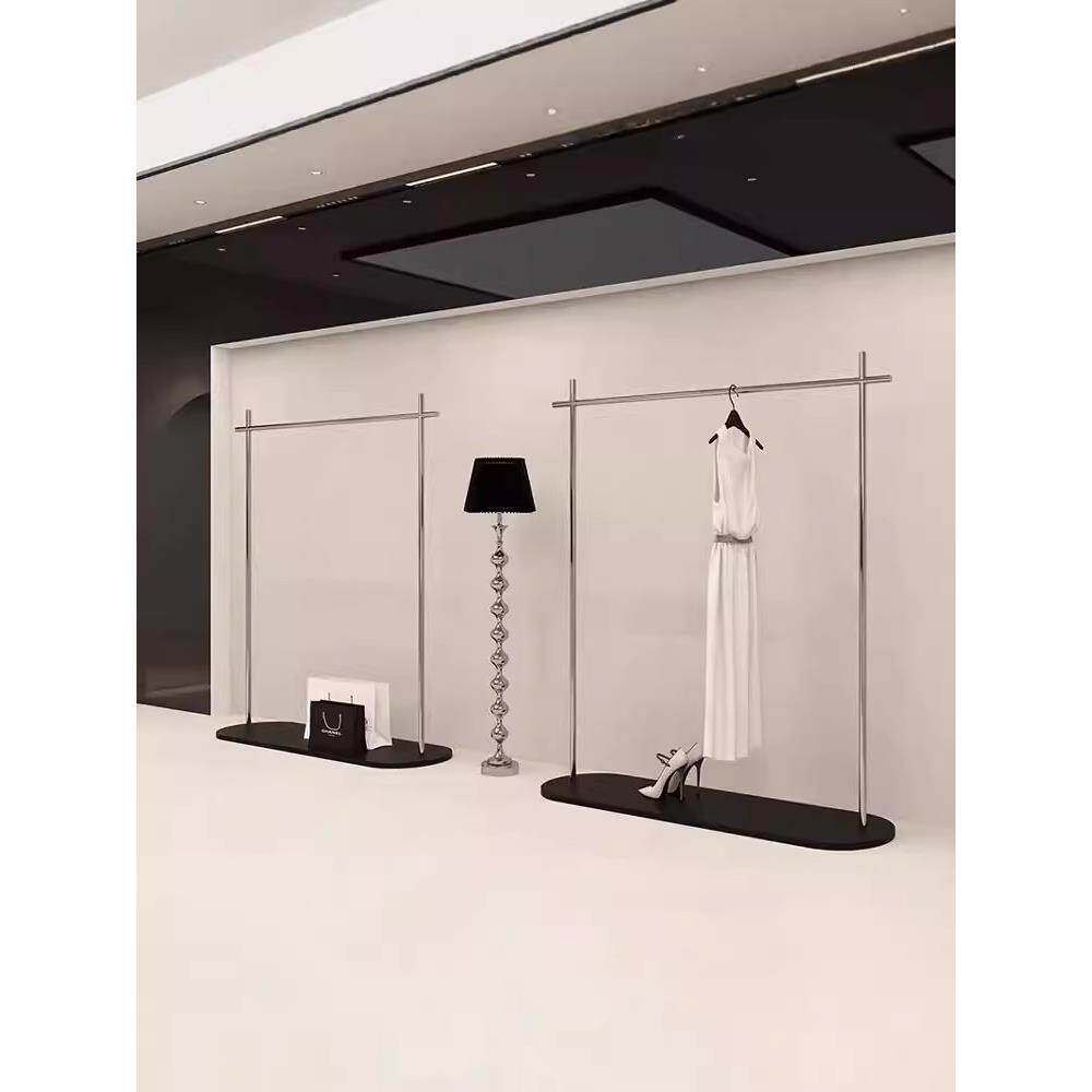 服装店展示架不锈钢黑色挂衣架陈列架落地式女装店铺专用陈列货架