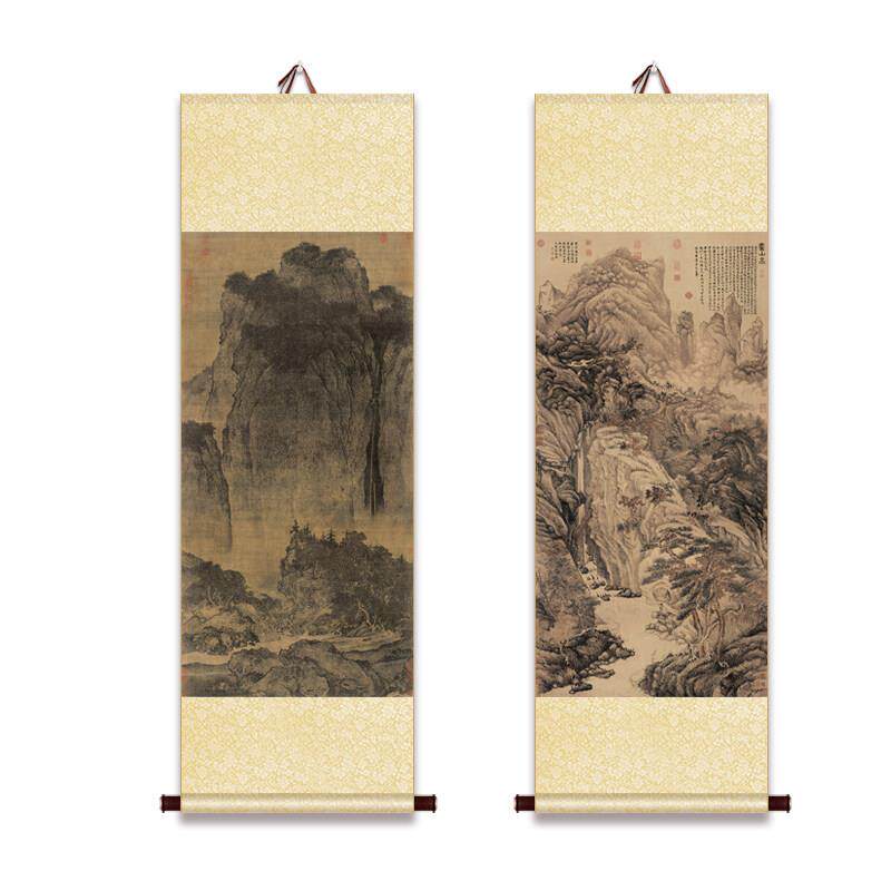 新中式卷轴挂画溪山行旅图庐山高图中堂山水画古画国画挂轴装饰画