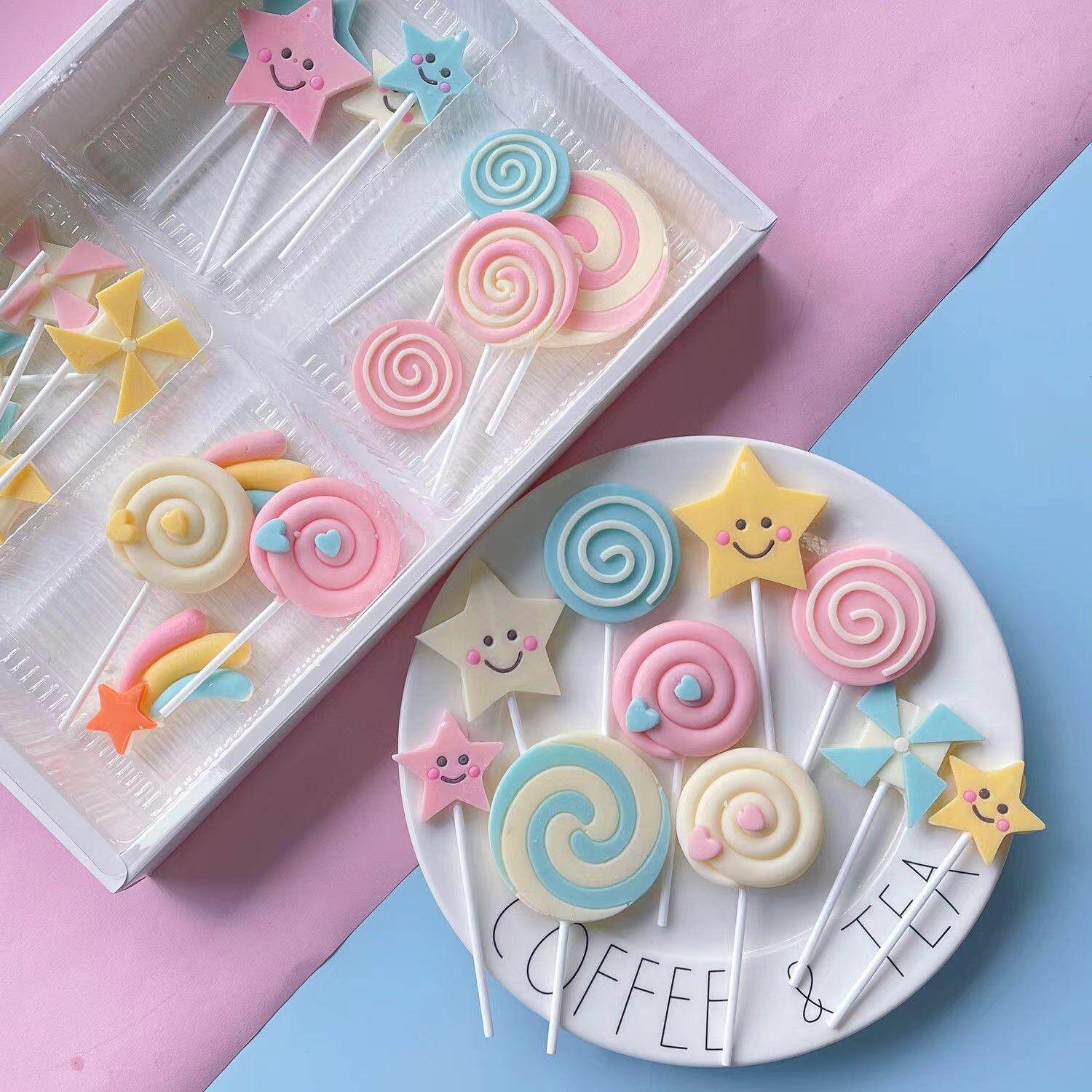 棒棒糖巧克力蛋糕装饰插牌插件配件儿童节创意星星烘焙摆地摊商用