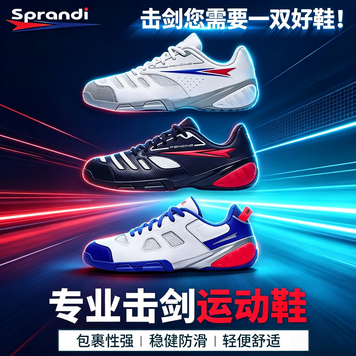 SPRANDI斯潘迪专业儿童击剑鞋男女防滑减震透气运动鞋比赛训练鞋