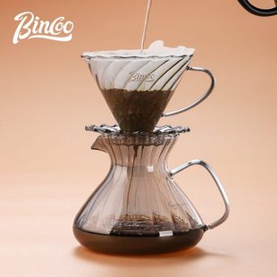 玻璃分享壶V60滤杯咖啡器具家用冲泡过滤壶 Bincoo手冲咖啡壶套装