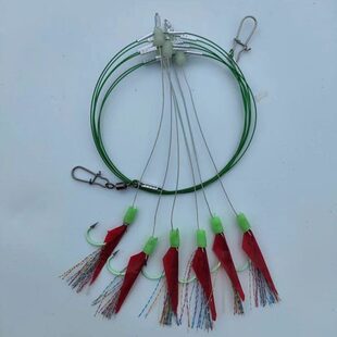 章风筝马海钓串钩马钢丝钓组红皮船虾皮鲛午钓鲅鱼跳生友仿鱼钩鱼