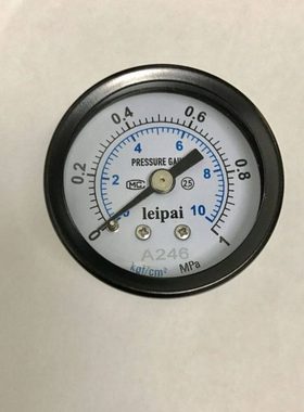 压力表 Y40 0～1mpa 10kgf/cm2 10公斤压力 接口1/4ZG 轴向 无边