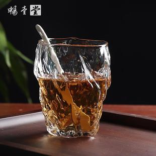 玻璃杯家用加厚水杯简约耐高温日式 相见相遇 锤纹杯子耐热茶杯