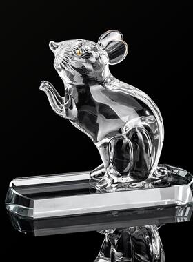 水晶生肖鼠能量摆件招财吉祥物办公室客厅办公桌家居装饰镇宅摆件