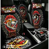 定制西海岸奇卡诺old school说唱虎头tattoo花体字汽车坐垫套装