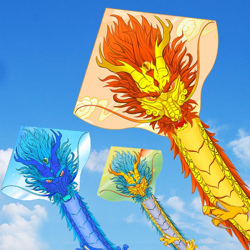 新品龙风筝龙头盘龙青龙火龙大人成人长尾立体3d风筝线轮手持高档
