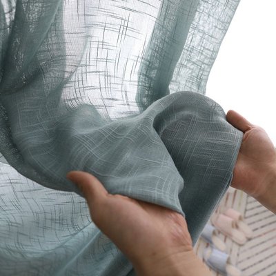 厂家直销纯色百搭麻纱制作成品卧室客厅宾馆纱帘 零售十字窗纱