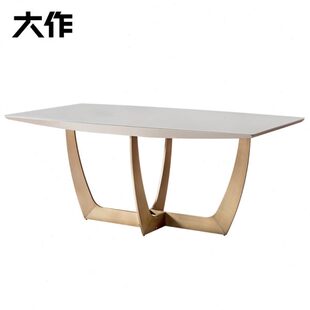 钢化玻璃餐桌现代简约轻奢高端长方形玻璃台面餐厅家用吃饭桌子