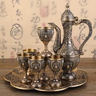 酒酒瓶子摆件古代小酒壶酒具古风锡壶纯铜精致金属仿古 酒壶家用装