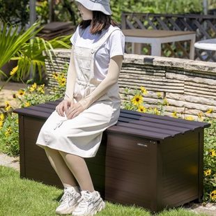 花园长条柜 户外柜子庭院收纳柜防雨储物箱置物柜藏柜室外阳台日式