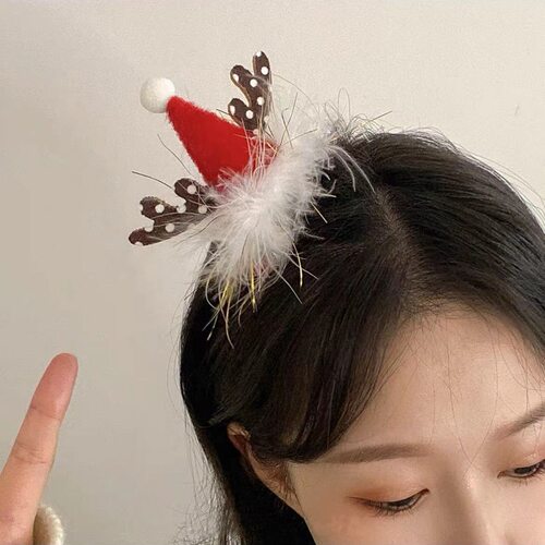 黑色蝴蝶结耶诞帽儿童耶诞节耶诞老人帽子COS服装成人拍照装饰品