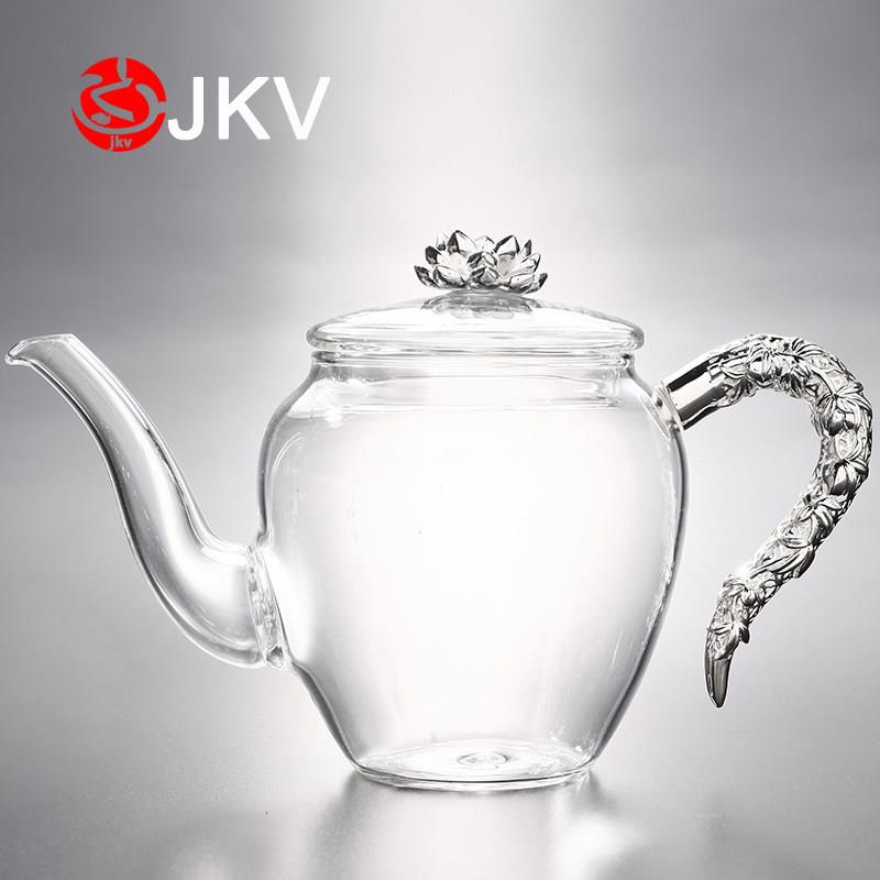 莲花耐热玻璃泡茶壶黑晶炉小号烧水壶功夫小青柑铜把煮茶壶公道杯