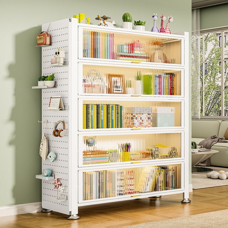 福凯祥钢制书架带门书柜一体靠墙客厅储物柜防尘收纳柜铁艺置物柜