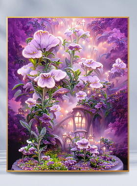 紫色花海数字油画diy填充填色治愈减压零基础手工油彩花海装饰画