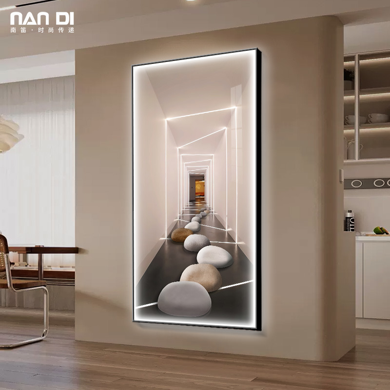 石来运转玄关装饰画空间延伸发光灯画现代简约客厅过道走廊挂画
