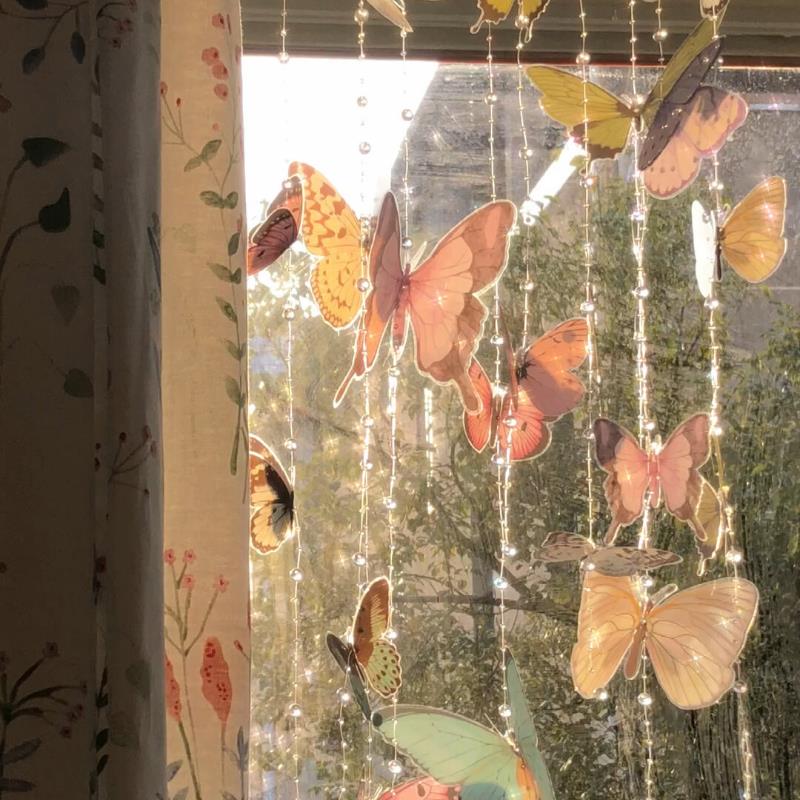 【新家的100个快递】蝴蝶门帘装饰挂饰少女心房间珠帘卧室门挂帘