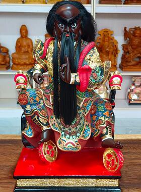 法主公张圣君张真人神像坐龙椅纯手工香樟木雕摆放客厅摆件