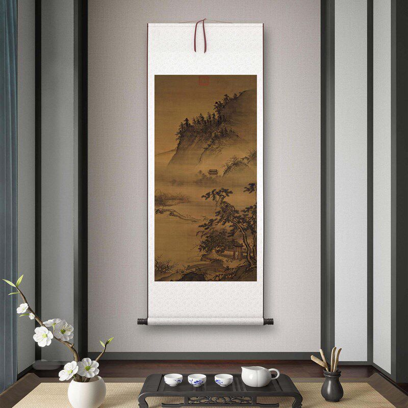 明戴进《春游晚归图》客厅书房茶室装饰画挂画玄关水墨高清卷轴