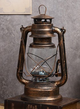 经典复古煤油灯手提露营灯摄影摆件室内客厅怀旧老物件装饰品摆设