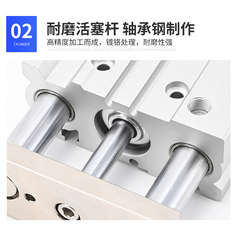 带导杆行程可调三轴气缸三杆MGPM12/16/20/25*32X40X50-20/30-XC8