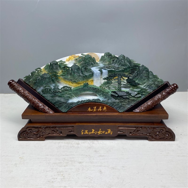 岫玉意境山水摆件1680元起价包邮内有多款精品天然客厅落地招财大