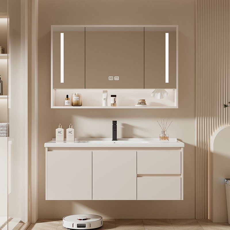 加厚18厘铝合金浴室柜陶瓷一体盆卫生间智能R洗手盆洗脸台柜组合