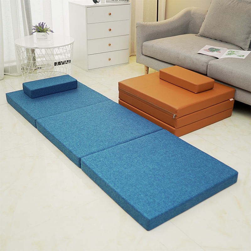 可折叠床垫办公室午休打地铺w海绵坐垫连体榻榻米垫子凉席地垫夏