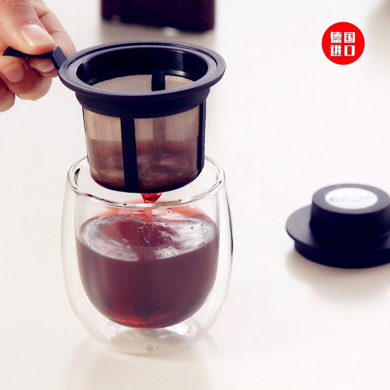 德国芬伦FINUM家用商务办公室男士双层红茶杯子过滤网玻璃小茶杯
