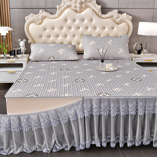 新款乳胶凉席床裙款夏季冰丝凉席三件套可机水洗夏凉席子空调软席