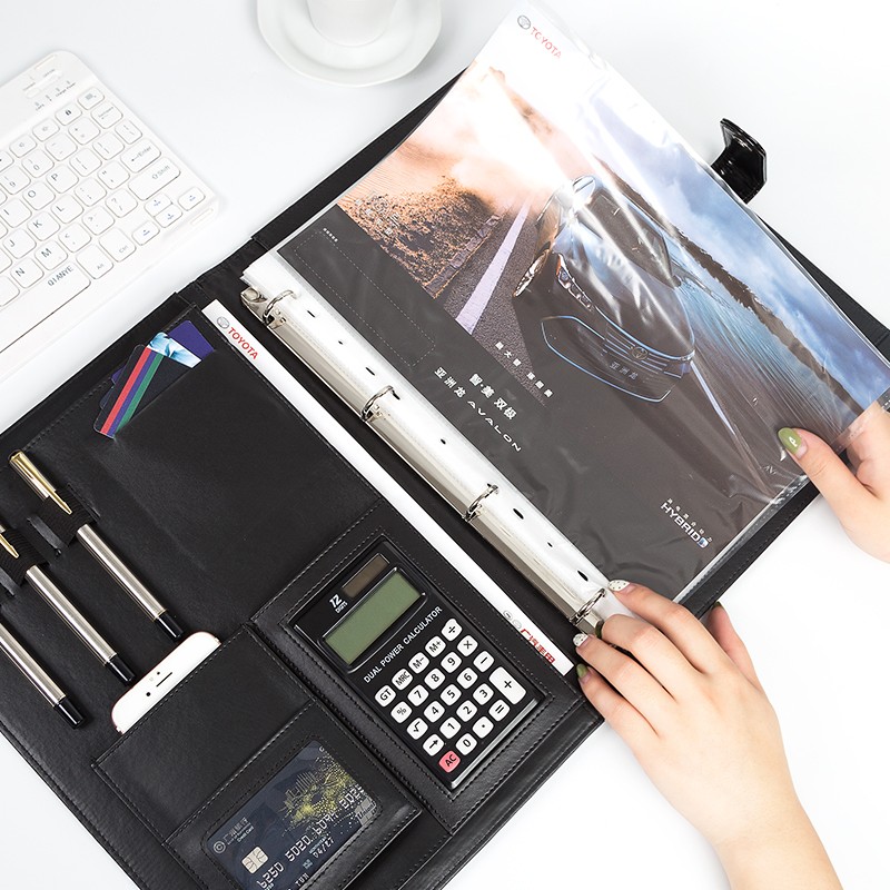 文件夹板A4多功能活页经理夹开单本写字板夹展业夹资料册商务皮质