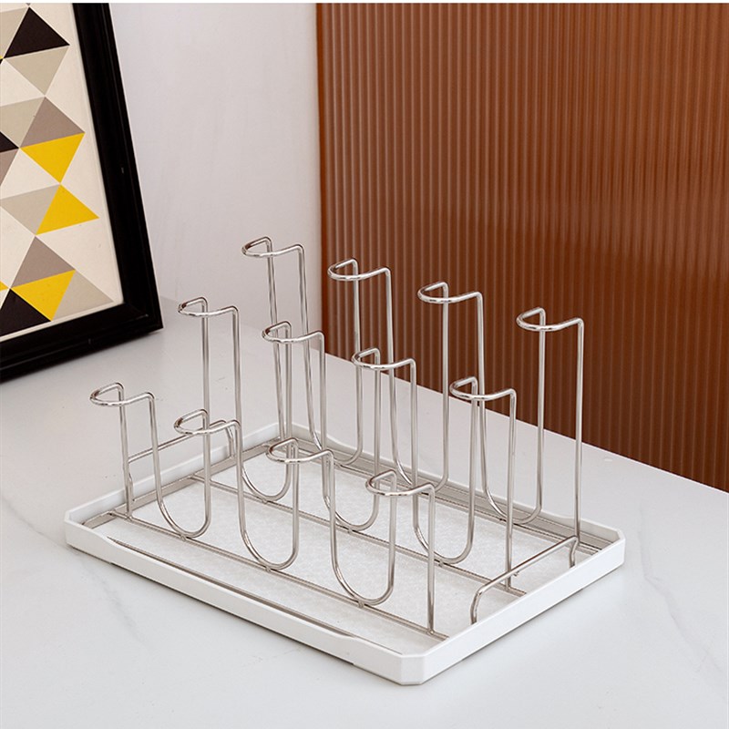 玻璃收纳沥水架不锈钢架子KTV水杯架12杯子高低架吧台办公室杯架
