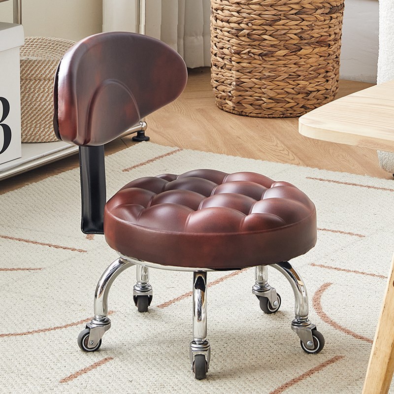 滑轮矮凳静音家用小椅子带娃擦地移动万向轮小凳子带轮板凳靠背椅